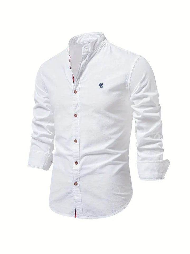Oscar | Men's Long-Sleeve Mandarin Collar Oxford Shirt Slim Fit