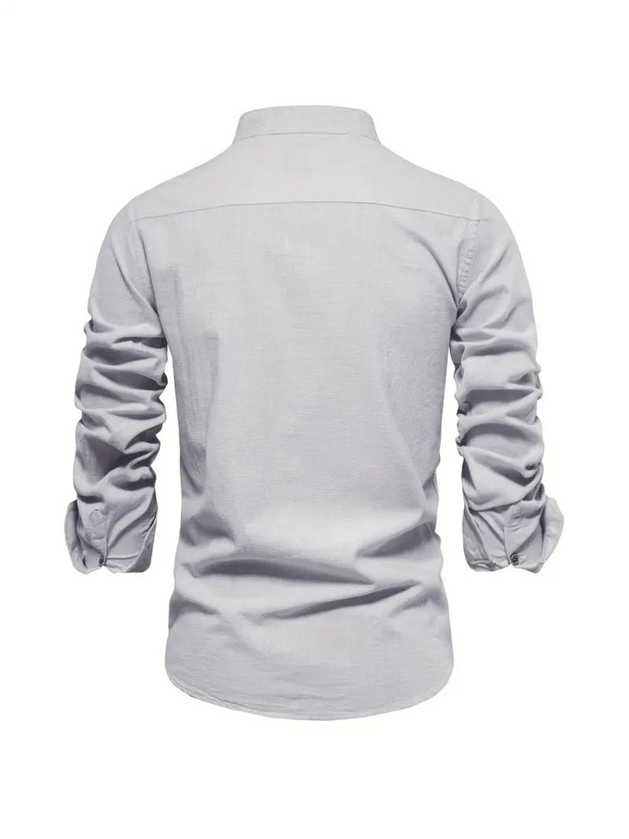 Oscar | Men's Long-Sleeve Mandarin Collar Oxford Shirt Slim Fit