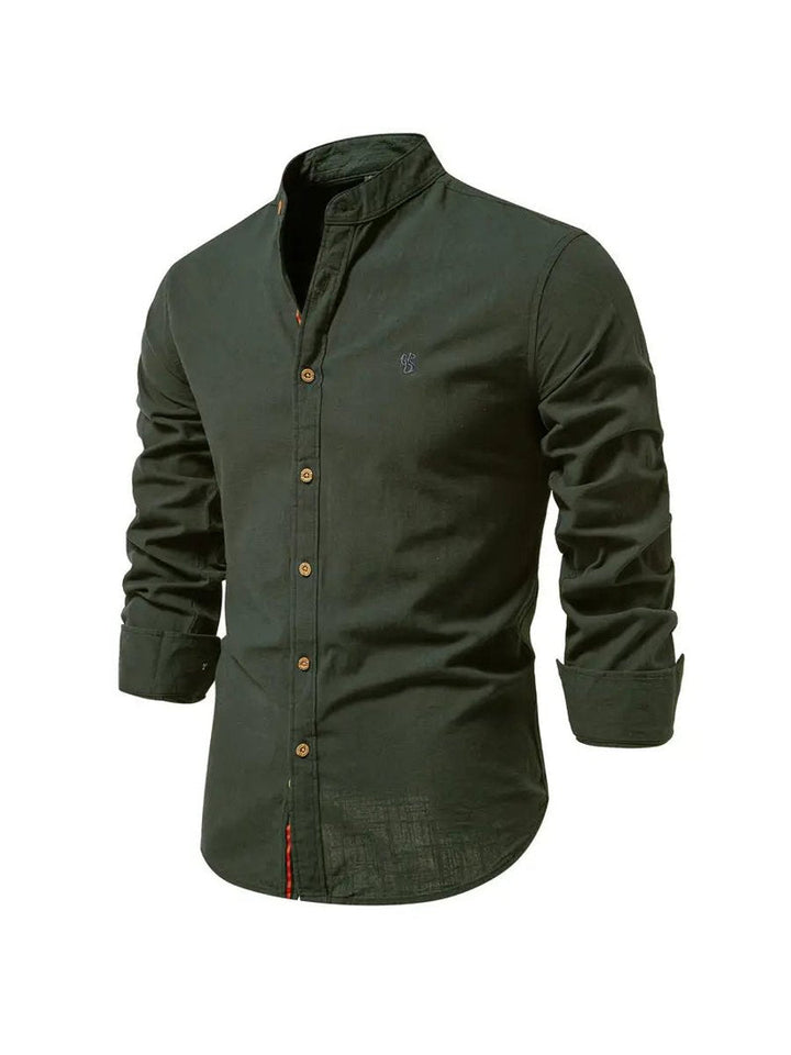 Oscar | Men's Long-Sleeve Mandarin Collar Oxford Shirt Slim Fit