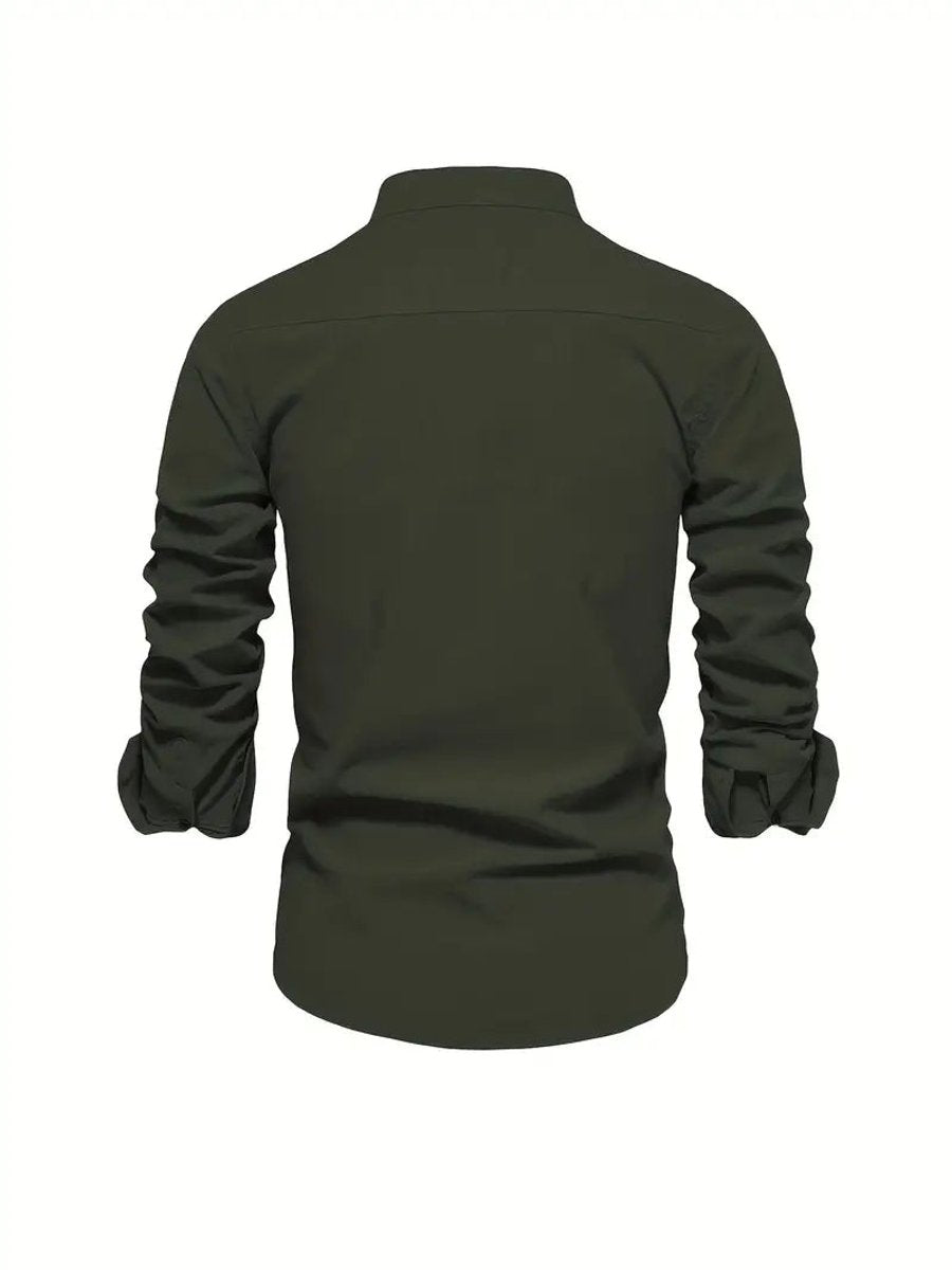 Oscar | Men's Long-Sleeve Mandarin Collar Oxford Shirt Slim Fit