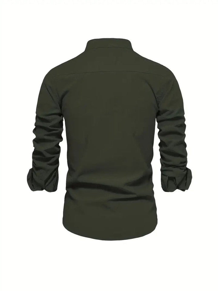 Oscar | Men's Long-Sleeve Mandarin Collar Oxford Shirt Slim Fit