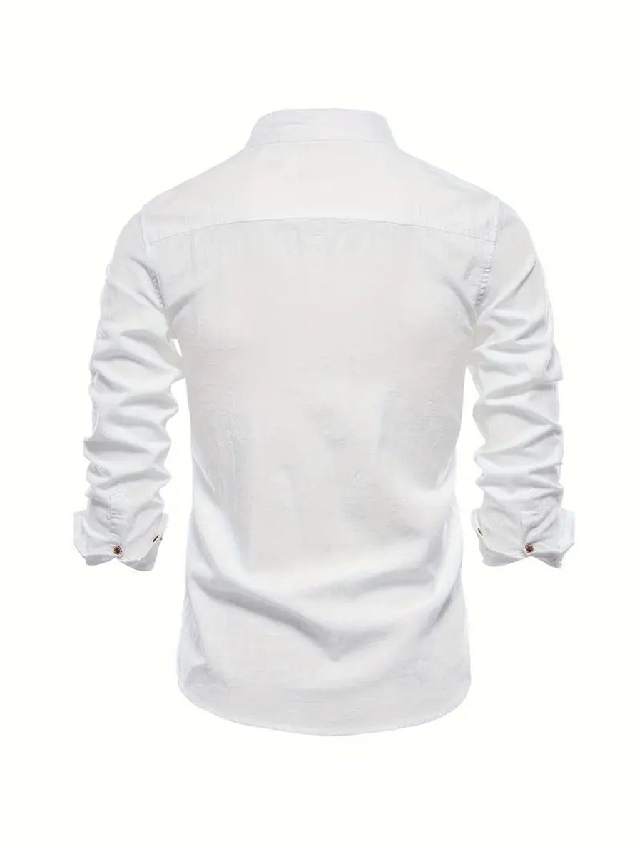 Oscar | Men's Long-Sleeve Mandarin Collar Oxford Shirt Slim Fit