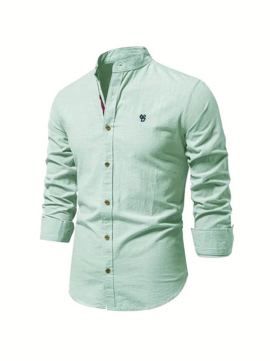 Oscar | Men's Long-Sleeve Mandarin Collar Oxford Shirt Slim Fit