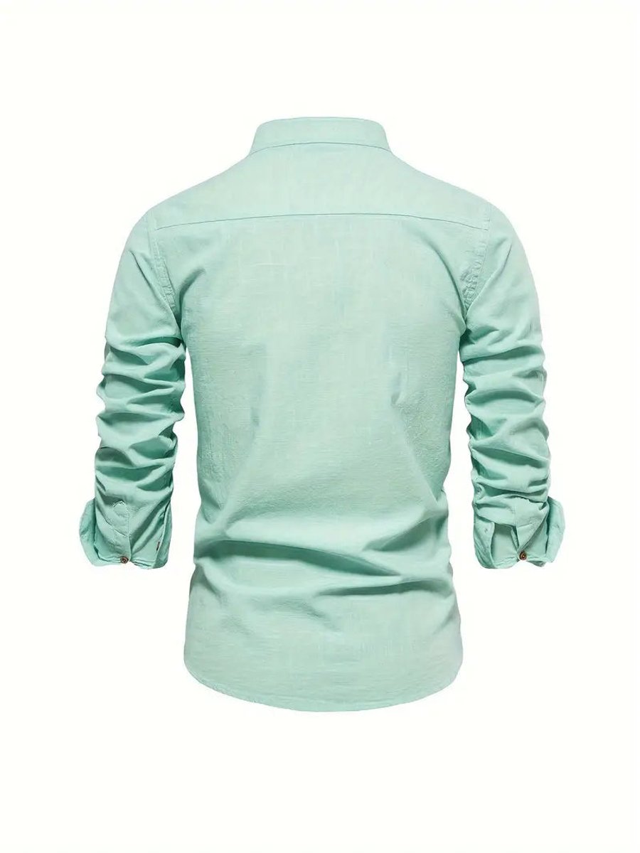 Oscar | Men's Long-Sleeve Mandarin Collar Oxford Shirt Slim Fit
