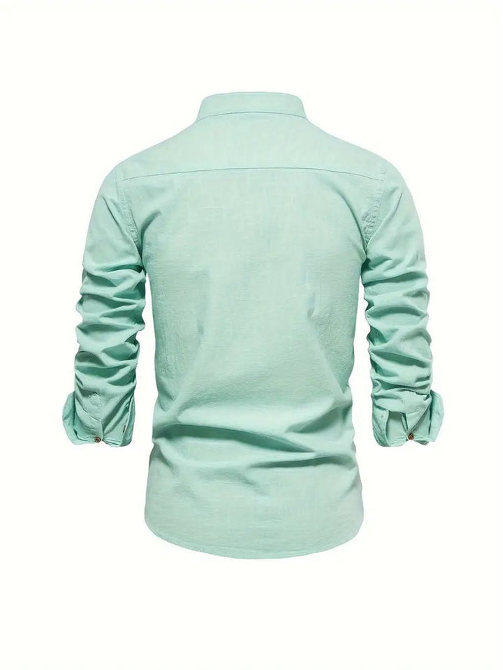 Oscar | Men's Long-Sleeve Mandarin Collar Oxford Shirt Slim Fit