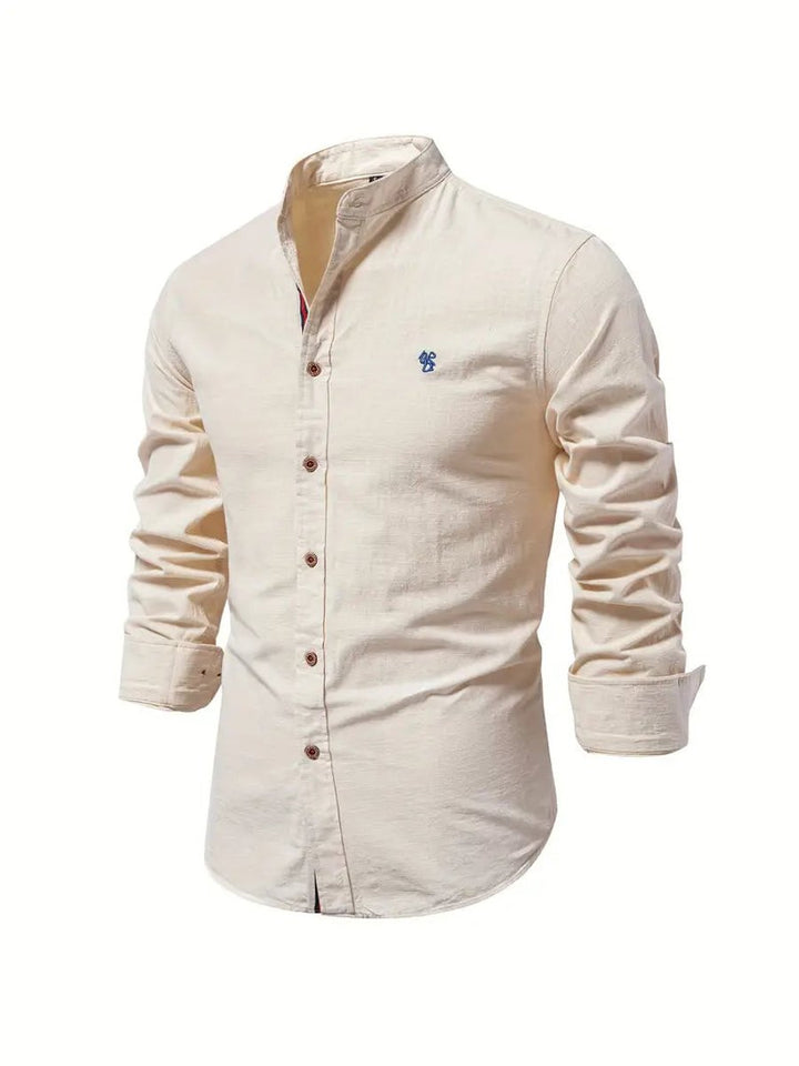 Oscar | Men's Long-Sleeve Mandarin Collar Oxford Shirt Slim Fit