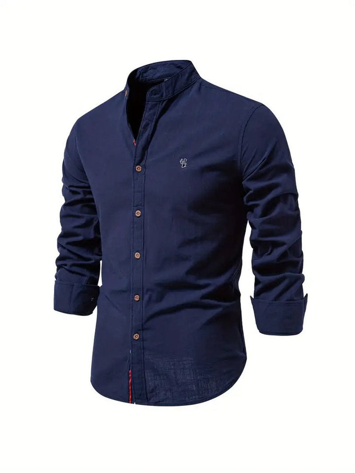 Oscar | Men's Long-Sleeve Mandarin Collar Oxford Shirt Slim Fit