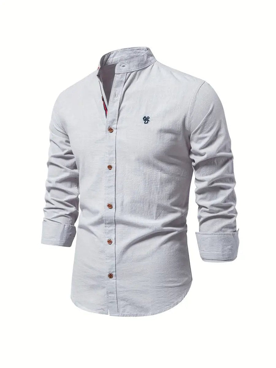 Oscar | Men's Long-Sleeve Mandarin Collar Oxford Shirt Slim Fit