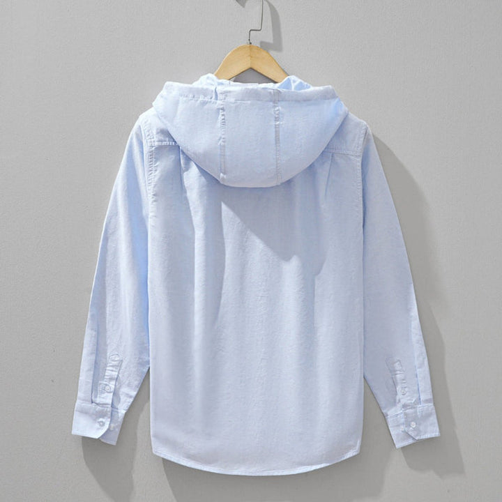 Charlie | Men's Hooded Zip-Front Shirt Long Sleeve Drawstring Hood