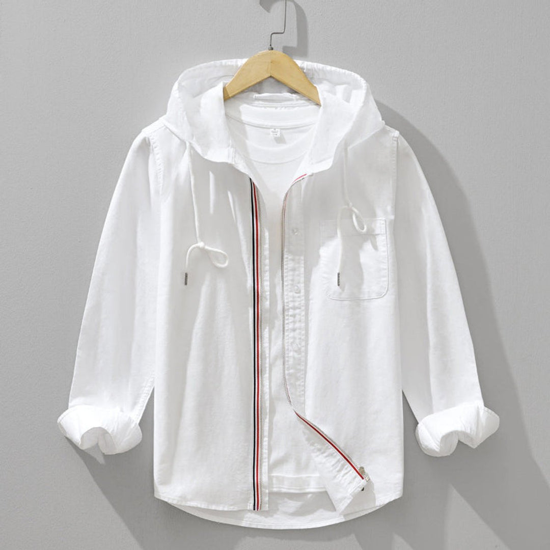 Charlie | Men's Hooded Zip-Front Shirt Long Sleeve Drawstring Hood