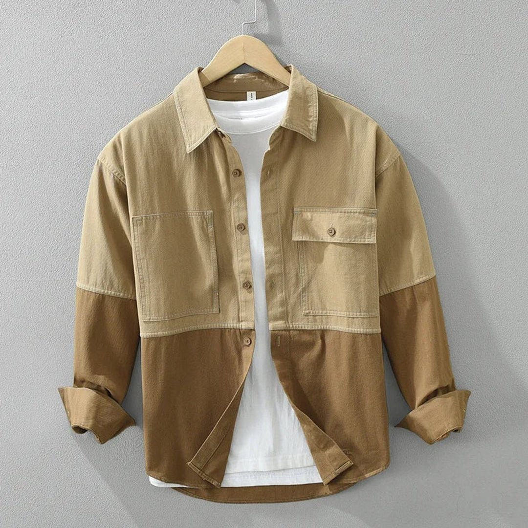 Muhammad | Men's Heavyweight Cotton Twill Overshirt Two-Tone Block