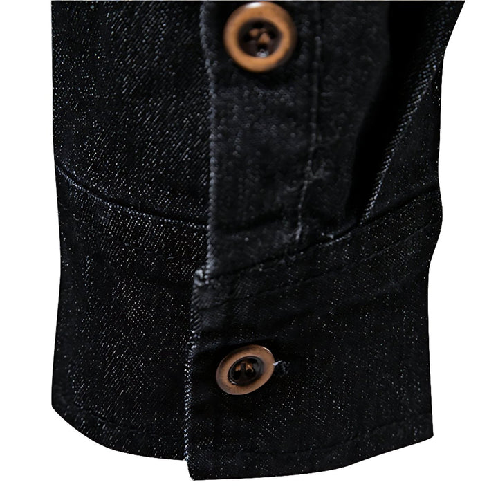 Oliver | Men's Slim-Fit Long Sleeve Cotton Denim Shirt Chest Pockets