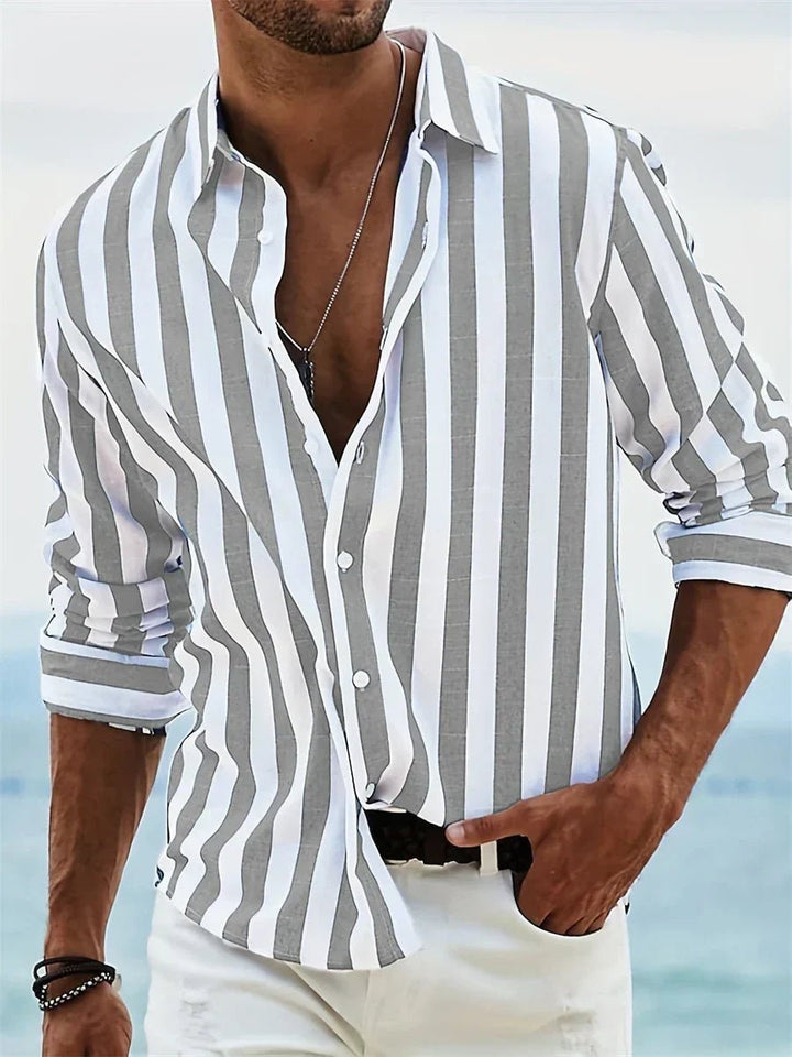 Archie | Men's Striped Button-Down Shirt Long Sleeve Relaxed Fit
