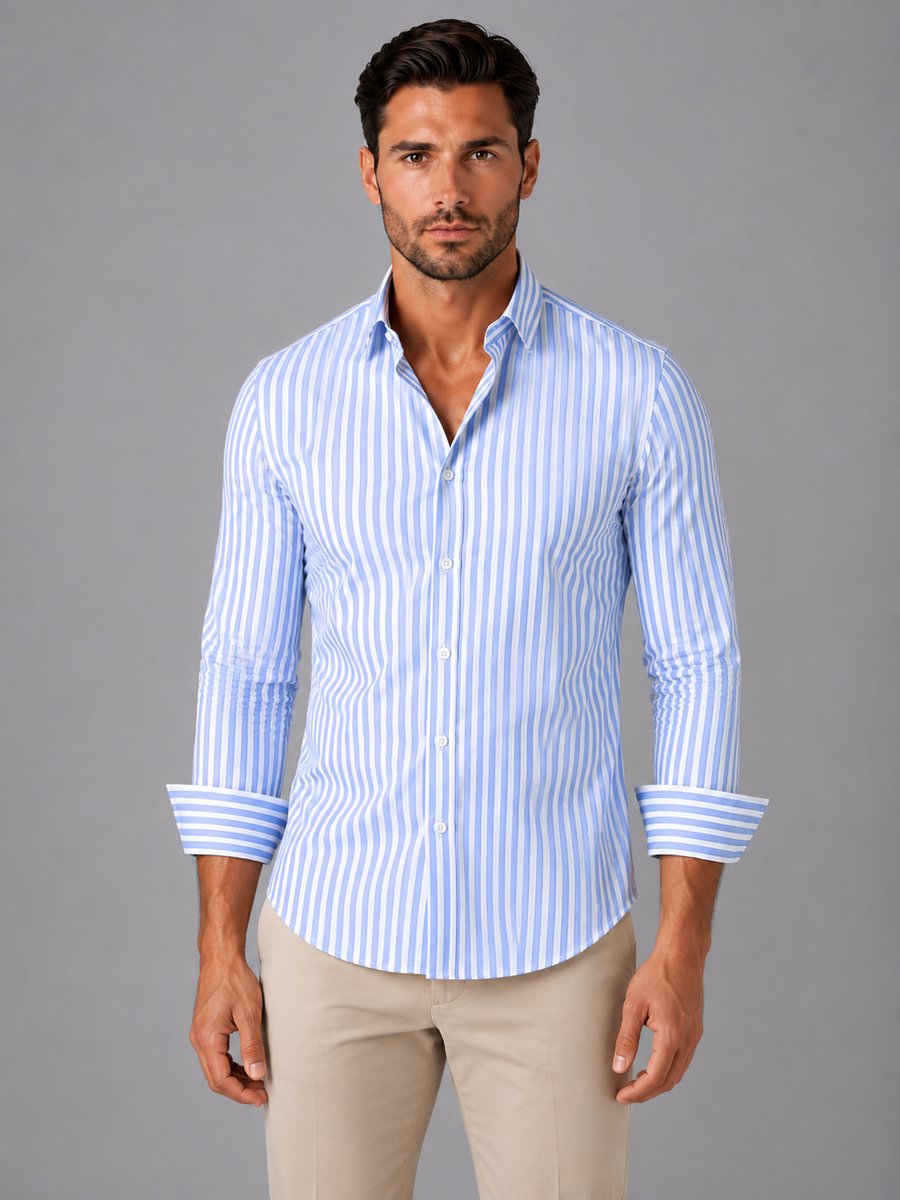 William | Men's Striped Smart Casual Shirt Button Cuffs Regular Fit