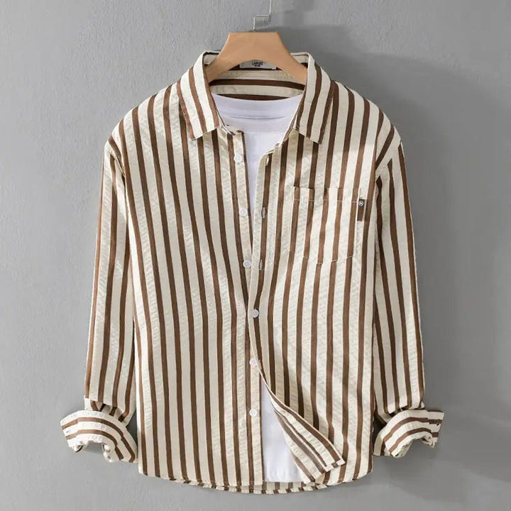 Muhammad | Men's Striped Button-Up Shirt Relaxed Fit Chest Pocket