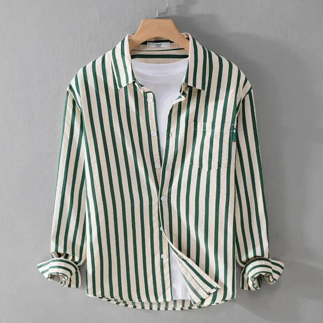 Muhammad | Men's Striped Button-Up Shirt Relaxed Fit Chest Pocket