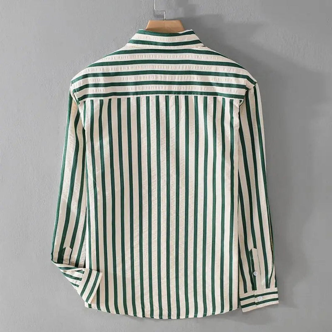 Muhammad | Men's Striped Button-Up Shirt Relaxed Fit Chest Pocket