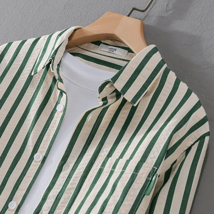Muhammad | Men's Striped Button-Up Shirt Relaxed Fit Chest Pocket