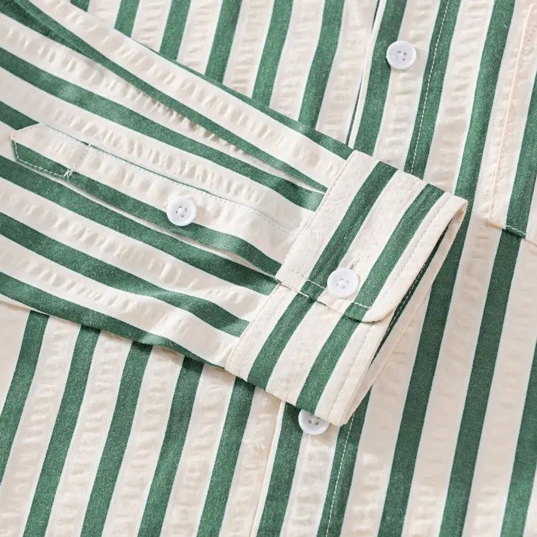 Muhammad | Men's Striped Button-Up Shirt Relaxed Fit Chest Pocket