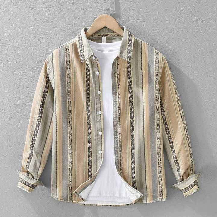 Jack | Men's Striped Cotton Flannel Shirt Relaxed Fit Long Sleeve