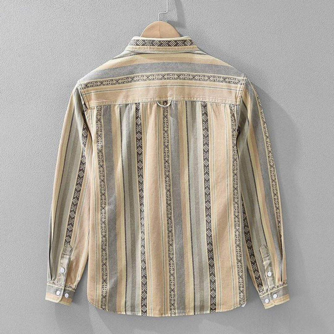 Jack | Men's Striped Cotton Flannel Shirt Relaxed Fit Long Sleeve