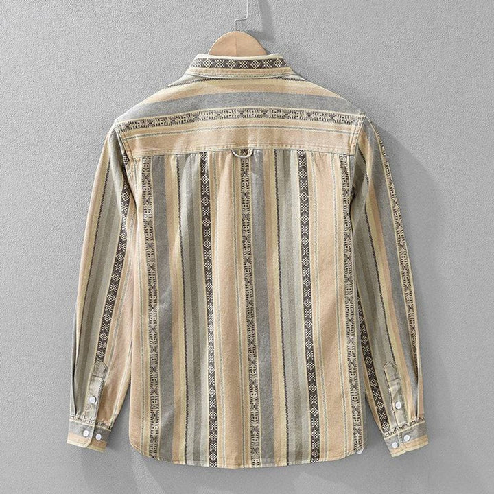 Jack | Men's Striped Cotton Flannel Shirt Relaxed Fit Long Sleeve