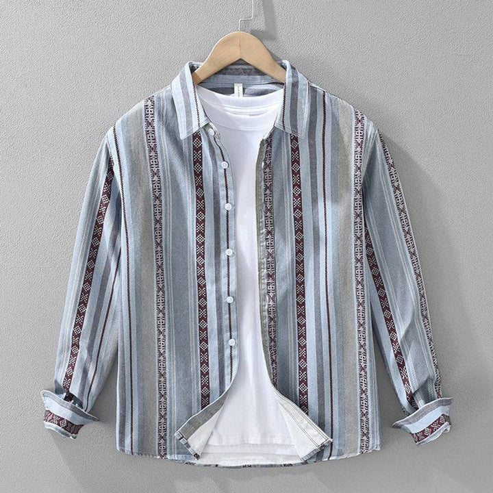 Jack | Men's Striped Cotton Flannel Shirt Relaxed Fit Long Sleeve