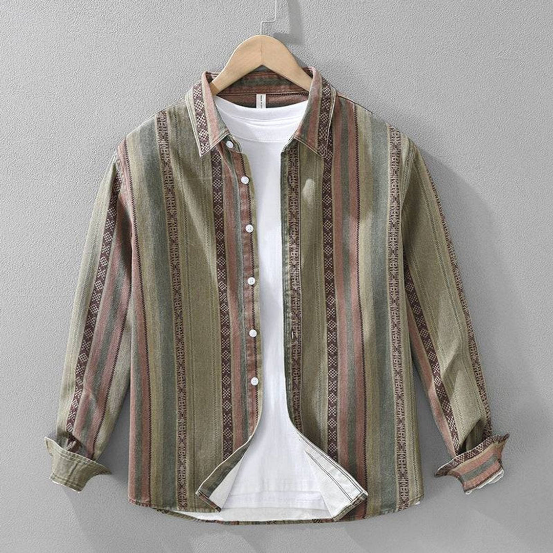 Jack | Men's Striped Cotton Flannel Shirt Relaxed Fit Long Sleeve