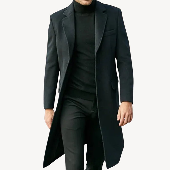Oliver | Mens Long Wool-Blend Overcoat Tailored Formal Jacket