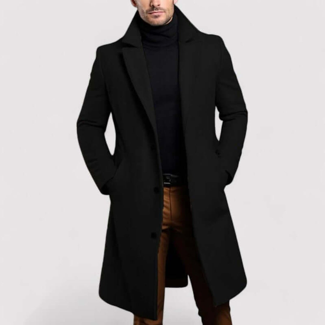 Charlie | Men's Long Wool-Look Overcoat Tailored Winter Coat Jacket
