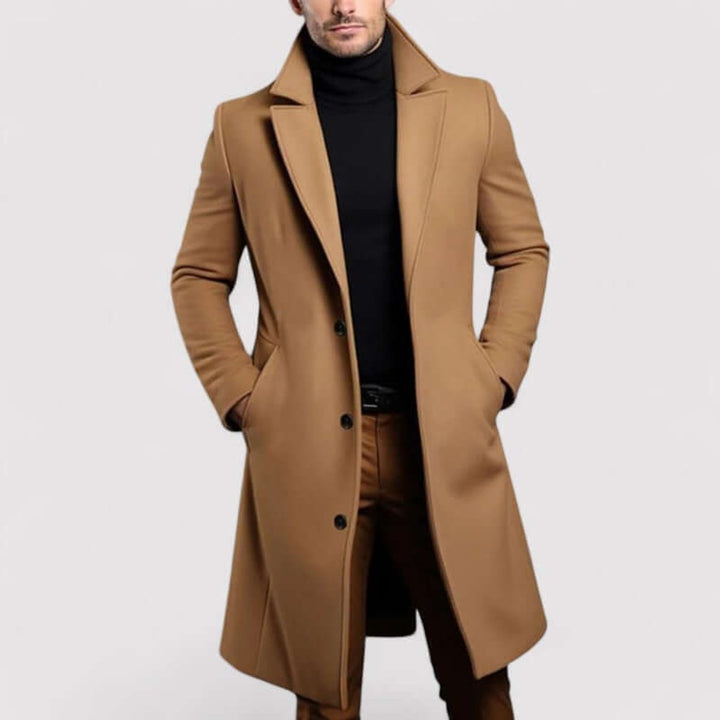 Charlie | Men's Long Wool-Look Overcoat Tailored Winter Coat Jacket