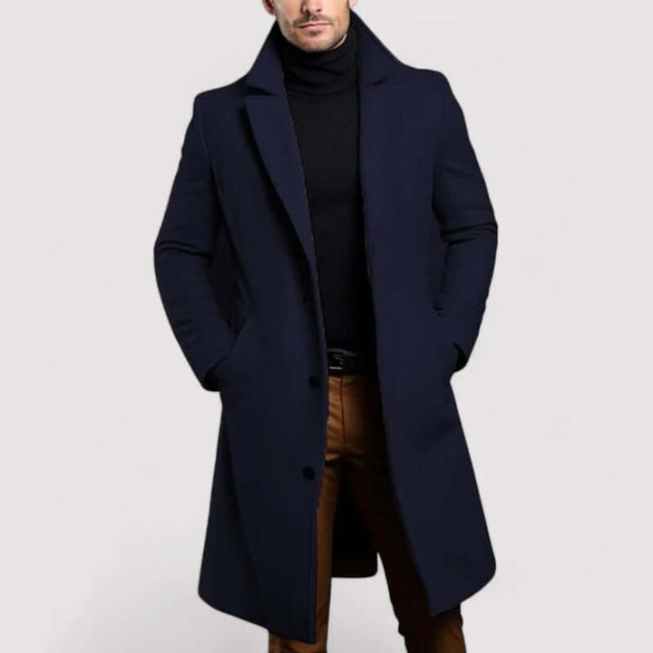 Charlie | Men's Long Wool-Look Overcoat Tailored Winter Coat Jacket