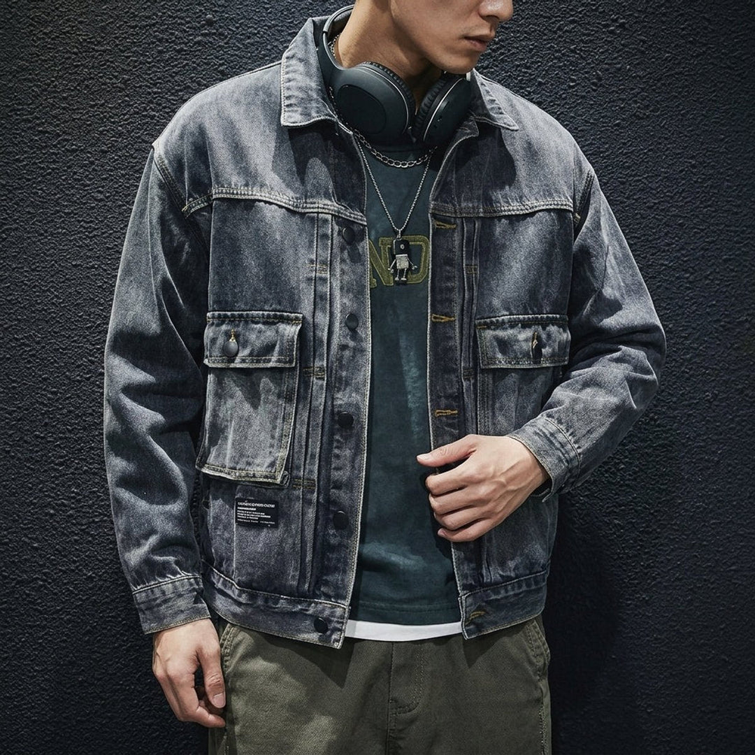 Alfie | Men's Loose-Fit Washed Denim Jacket Carhartt-Style Bomber