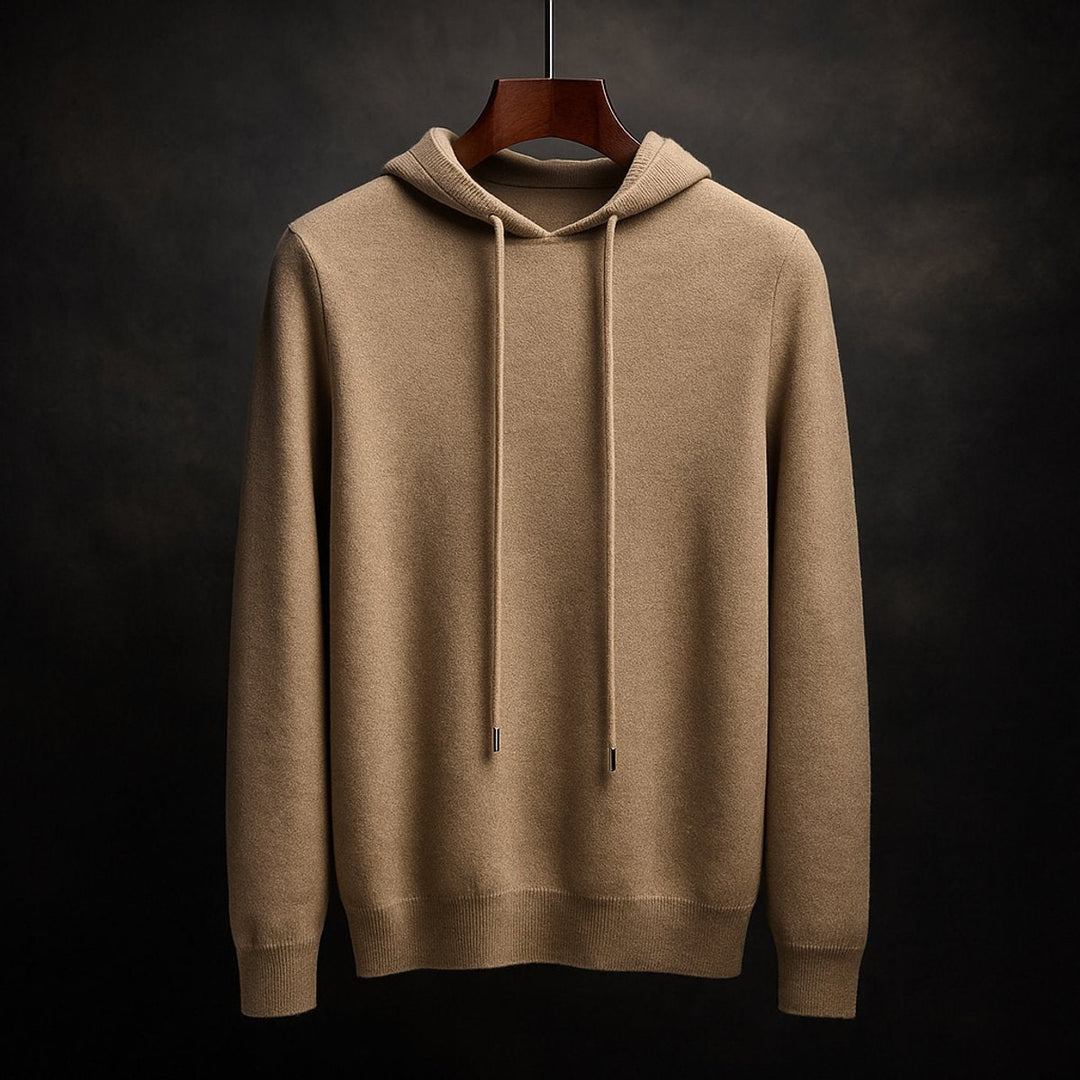 Freddie | Men's Merino Wool Knitted Hoodie Drawstring Hood