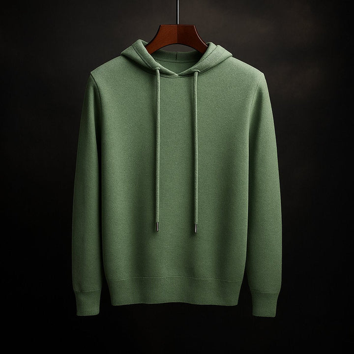 Freddie | Men's Merino Wool Knitted Hoodie Drawstring Hood