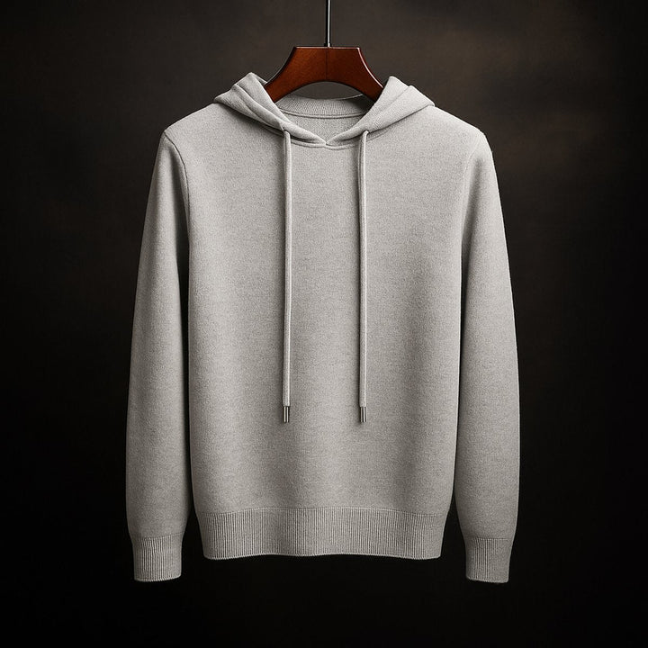 Freddie | Men's Merino Wool Knitted Hoodie Drawstring Hood