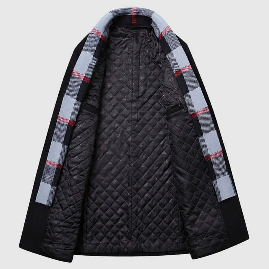 Theo | Mens Notch Lapel Wool-Blend Overcoat Scarf-Lined Winter Jacket