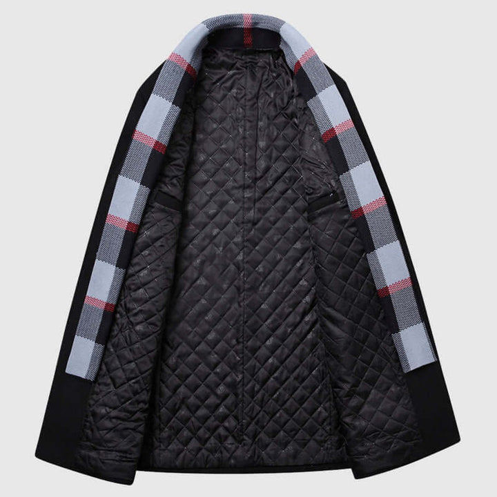 Theo | Mens Notch Lapel Wool-Blend Overcoat Scarf-Lined Winter Jacket