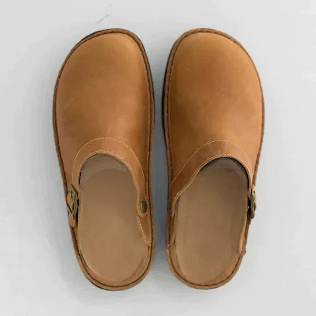 Thomas | Men's Leather Clogs Orthopaedic Footbed Buckle Strap Mules