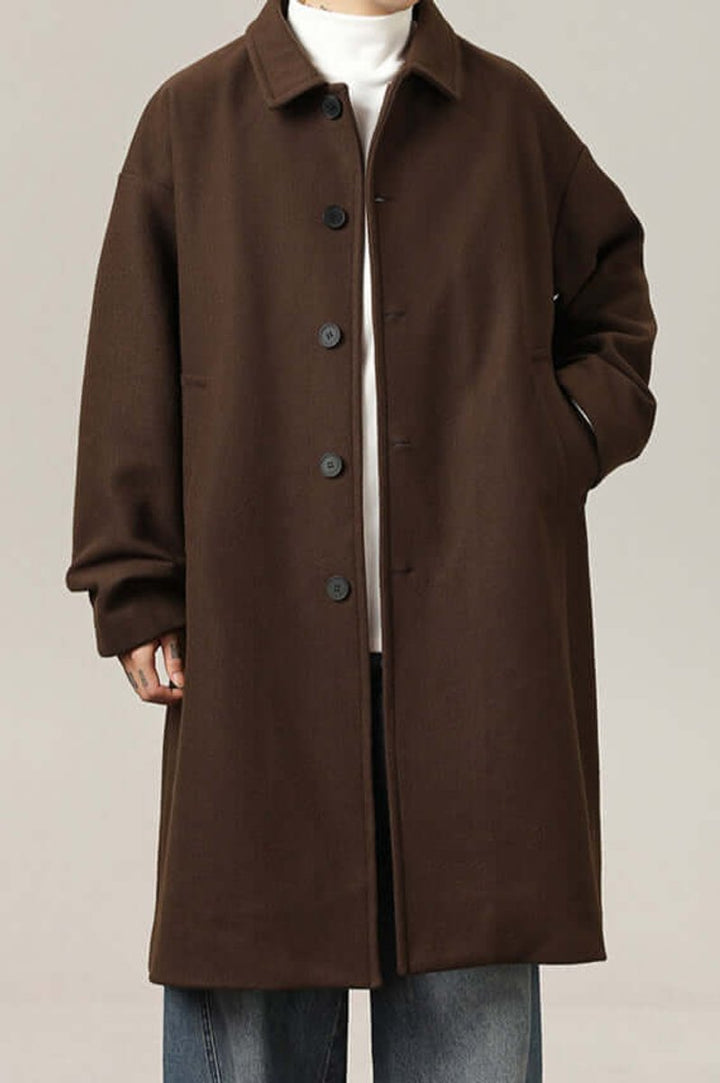 Theo | Men's Oversized Button-Up Longline Coat Mens Jacket