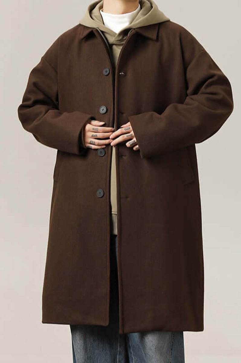 Theo | Men's Oversized Button-Up Longline Coat Mens Jacket