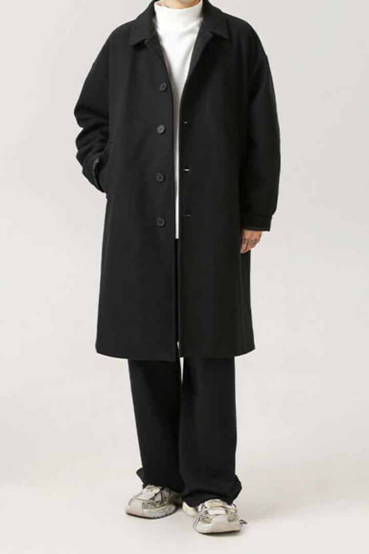 Theo | Men's Oversized Button-Up Longline Coat Mens Jacket