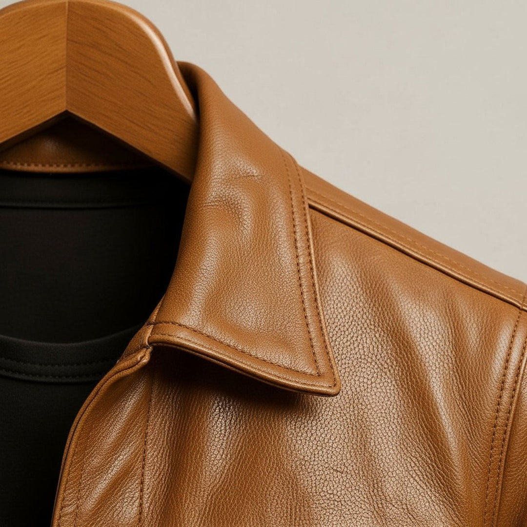 Noah | Men's Premium Leather Trucker Jacket Snap Closure Mens Coats