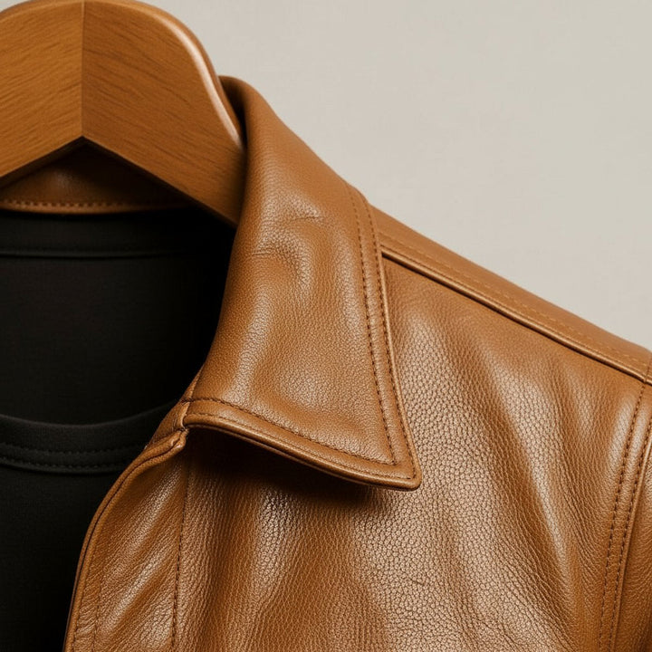 Noah | Men's Premium Leather Trucker Jacket Snap Closure Mens Coats