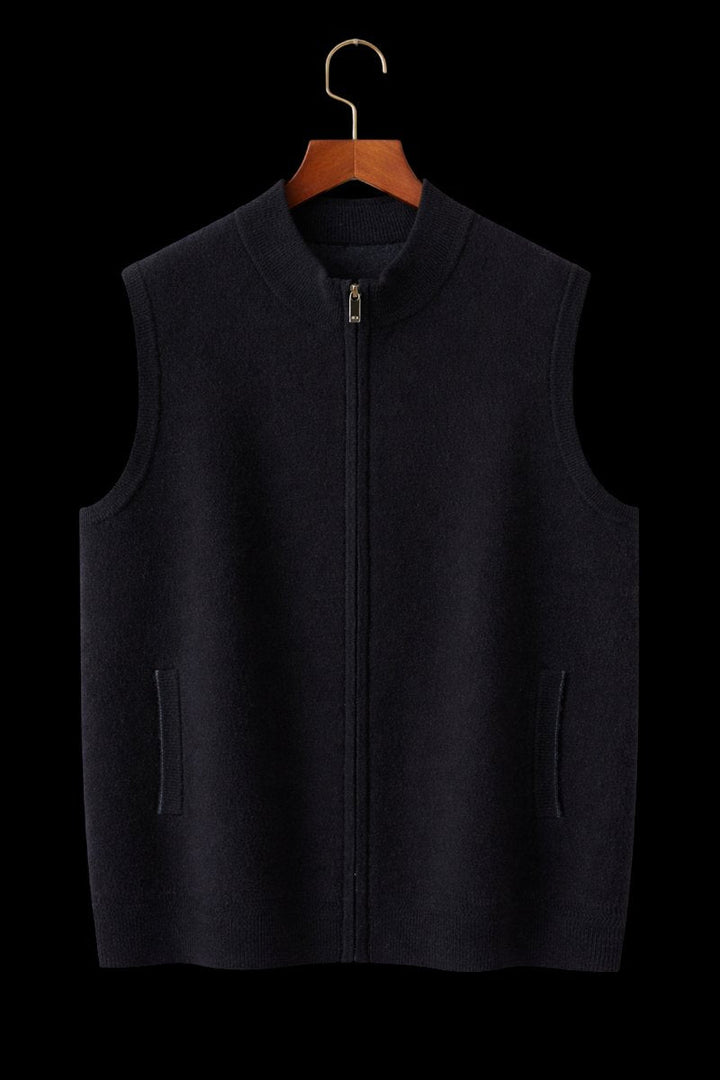 William | Men's Pure Cashmere Sleeveless Full-Zip Knitted Vest