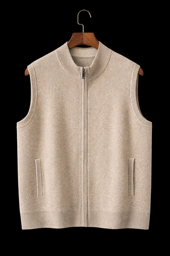 William | Men's Pure Cashmere Sleeveless Full-Zip Knitted Vest