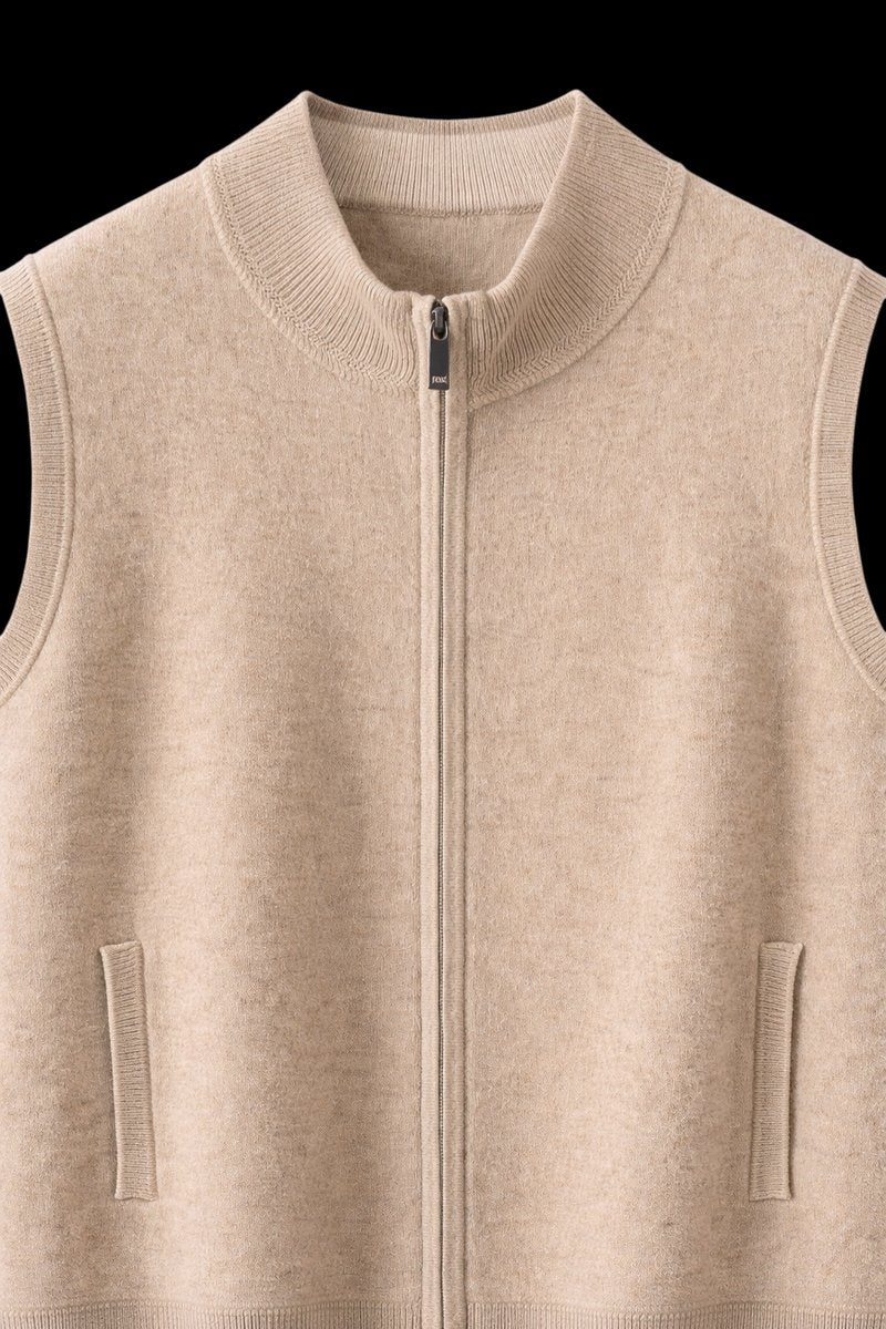 William | Men's Pure Cashmere Sleeveless Full-Zip Knitted Vest