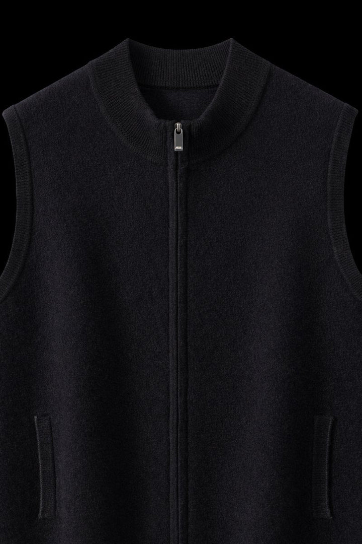 William | Men's Pure Cashmere Sleeveless Full-Zip Knitted Vest