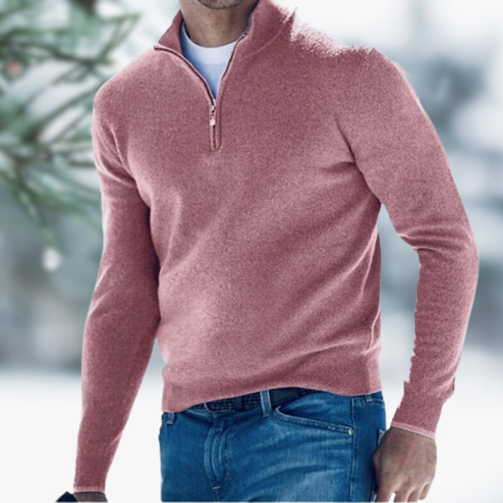 Alfie | Men's Quarter-Zip Fine Knit Jumper Slim-Fit Pullover