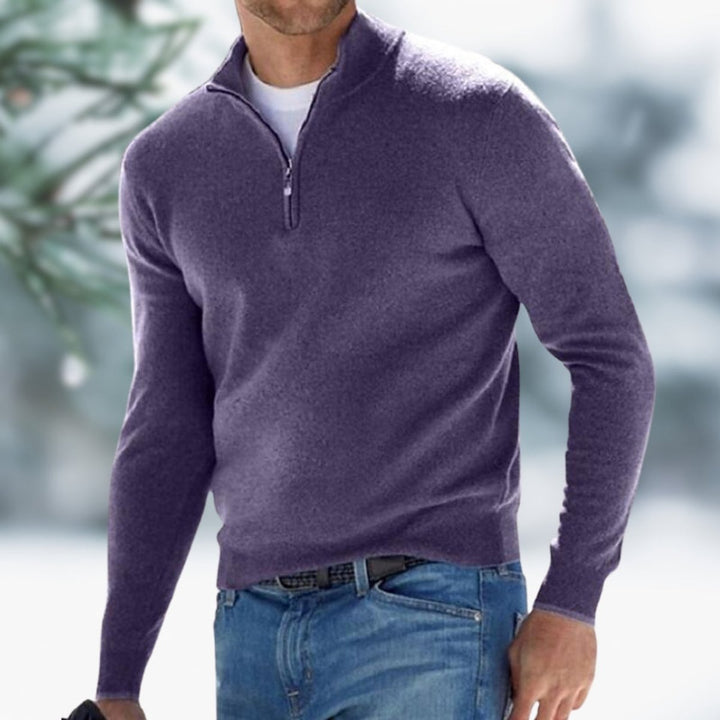 Alfie | Men's Quarter-Zip Fine Knit Jumper Slim-Fit Pullover